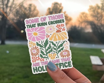 Retro Floral Feminist Sticker – Liberal Political Statement, Empowerment, Activist Car Magnet, Social Justice Sticker