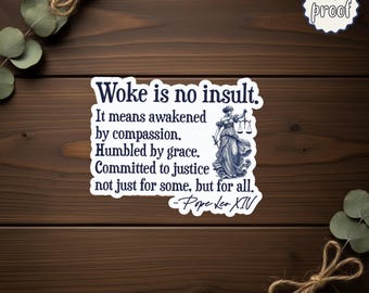 Woke Is No Insult Quote Sticker, Inspirational Awareness Design, Human Rights Sticker, Equality and Kindness Art, Justice Gift Decal