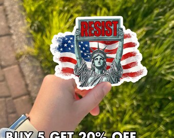 RESIST Vinyl Sticker, feminist liberty decal, empowerment quote sticker, activism protest art, equality awareness gift, aesthetic waterproof