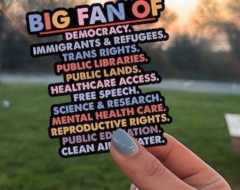 Big Fan of Human Rights Sticker, Political Activism Decal, Equality Protest Sticker, Progressive Vinyl Sticker, Die-Cut Magnets