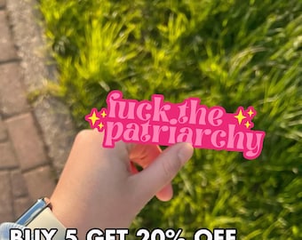 Feminist Sticker, Smash the Patriarchy Decal, Retro Sparkly Sticker, Cute Girly Aesthetic, Laptop Sticker, Water Bottle Vinyl