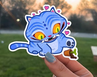 Kpop Tiger Fan Art Peeker Sticker, Blue Kawaii Vinyl Decal, Kpop Inspired Cute Sticker, Anime Aesthetic Sticker, Die-Cut Magnets
