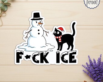 Anti ICE Snowman Sticker, Winter Activist Christmas Sticker, Fight Fascism Holiday Vinyl Decal, Cozy Feminist Xmas Sticker, Die-Cut Magnets