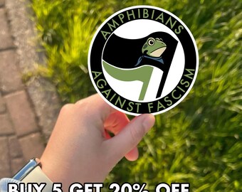 Amphibians Against Fascism Frog Sticker, Funny Frog Activist Sticker, Portland Frog Meme Decal, Social Justice Vinyl Sticker