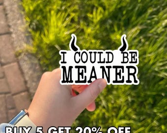 I Could Be Meaner Sticker, Minimalist Sticker, Edgy Humor Sticker, Funny Vinyl Decal, Sarcastic Quote Sticker, Aesthetic Laptop Sticker