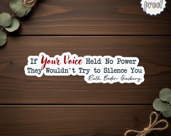 If Your Voice Held No Power Sticker, Free Speech Quote Decal for Laptop Water Bottle Car Window Notebook, USA Made