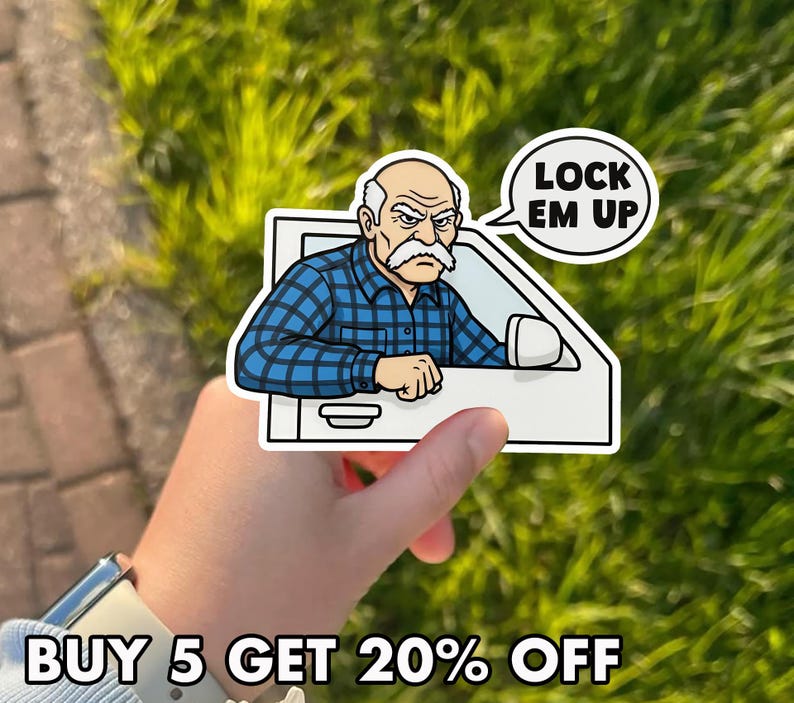 Lock Em up Fishing Sticker, Funny Fishing Vinyl Decal, Angry Grandpa ...