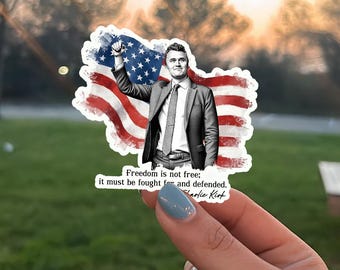 American Flag Sticker, Patriotic Vinyl Decal, Inspirational Quote Sticker, Freedom and Liberty Sticker, Red White Blue USA Sticker