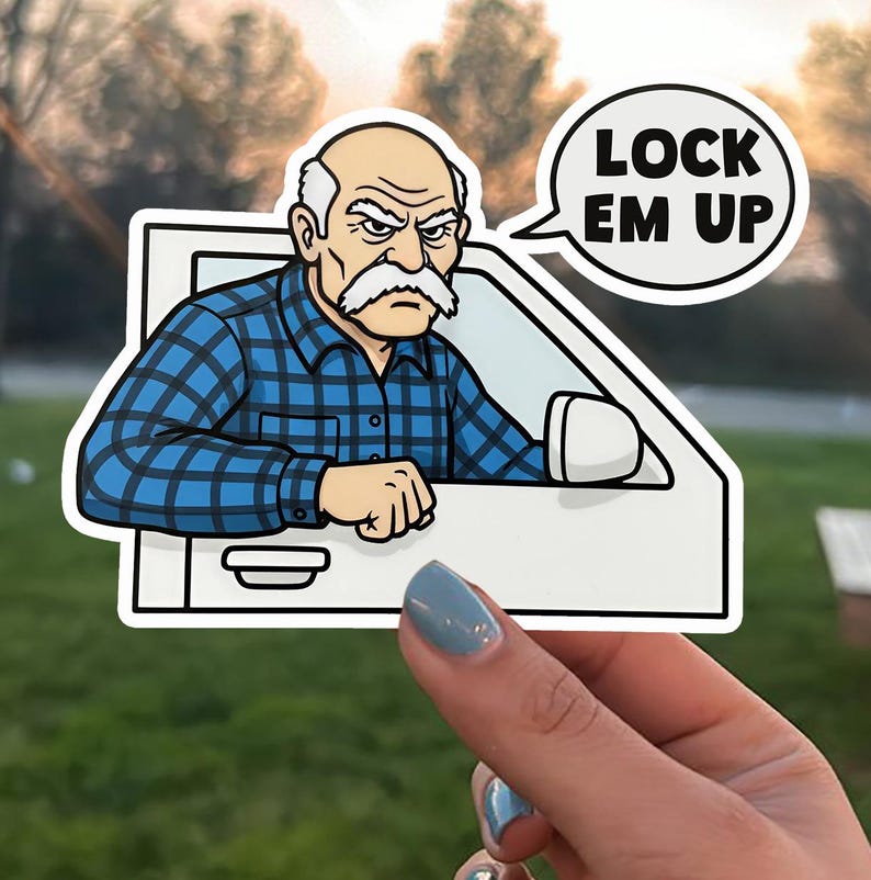 Lock Em up Fishing Sticker, Funny Fishing Vinyl Decal, Angry Grandpa ...