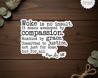 Woke Is Not an Insult Sticker, Die-Cut Magnets, Social Justice Quote Decal, Human Rights Vinyl Sticker, Equality Activist Protest Gift