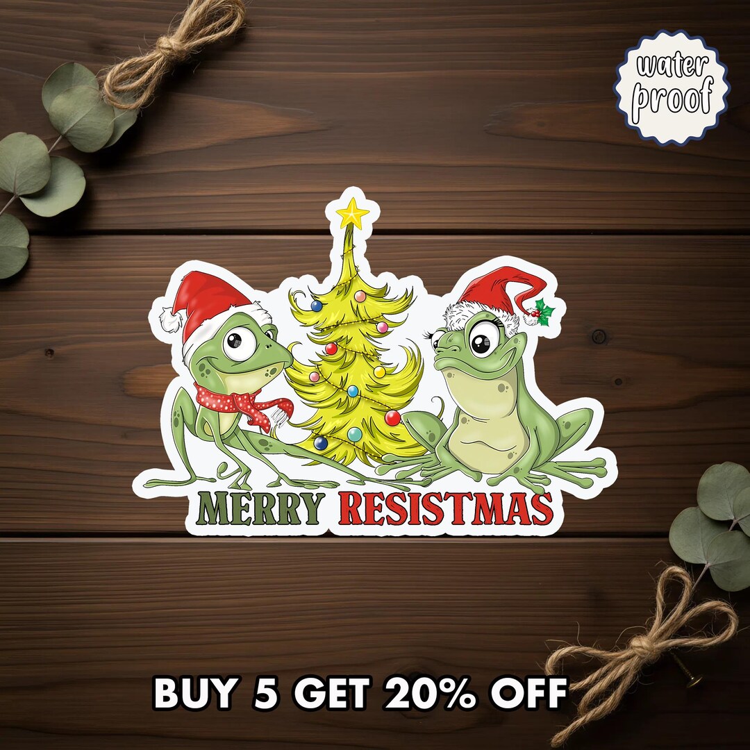 Resistmas Rabbit Funny Resistmas Sticker, Anti Trump Frog Vinyl, Liberal Holiday Gift ...