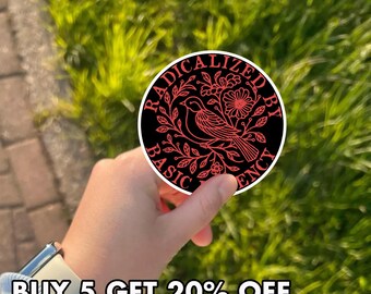 Radicalized by Basic Decency Sticker, Political Protest Sticker, Social Justice Vinyl Decal, Feminist Activism Sticker, Liberal Gift