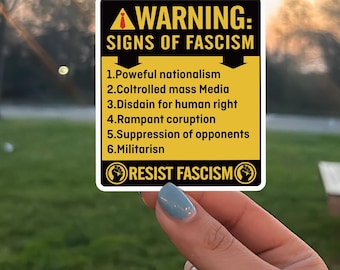 Warning Fascism Sticker, Equality and Justice Vinyl Decal, Human Rights Awareness Sticker, Freedom Quote, Social Awareness Gift