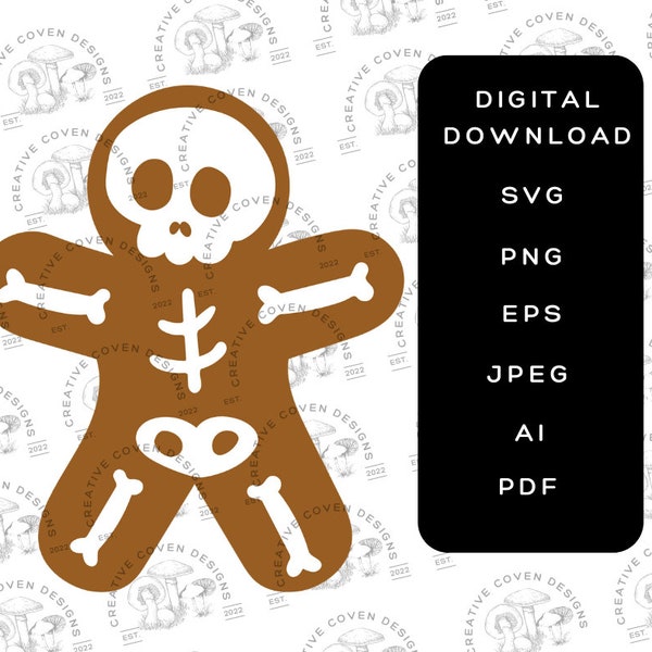 Creepy Christmas Skeleton Gingerbread Man SVG Cricut Cut File