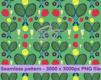 Tennis Pattern – Seamless Digital Download | Hand-Drawn tennis Illustration | Seamless tennis pattern | Repeat pattern | Wimbledon