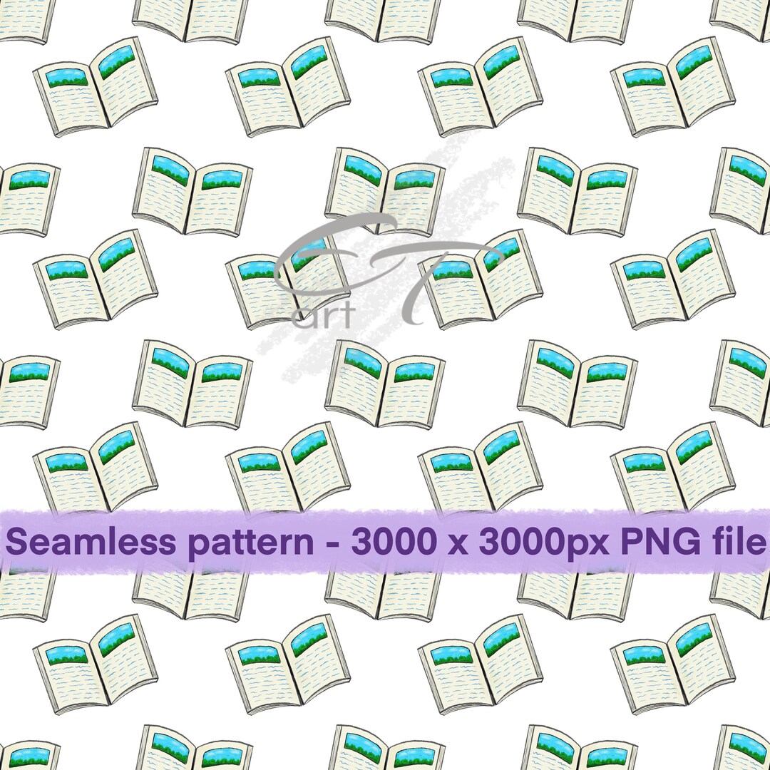 Subtle Book Pattern Books Pattern – Seamless Digital Download | Hand-drawn Book ...