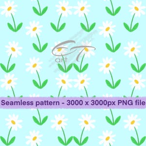 Daisy Pattern – Seamless Digital Download | Hand-Drawn daisy Illustration | Seamless daisy pattern | Repeat pattern