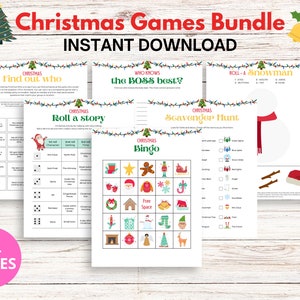 Printable Christmas Games, Fun Family Games Bundle, Holiday Games, Kids and Adult Games