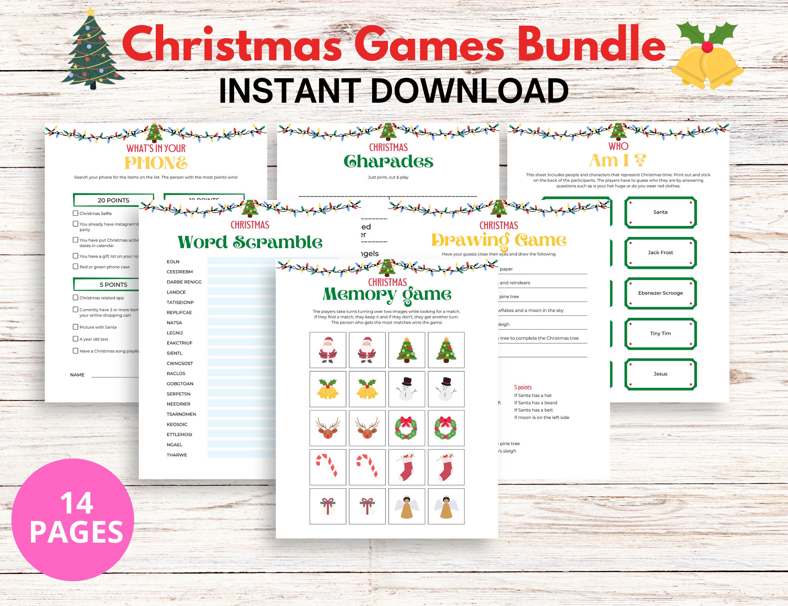 Printable Christmas Games, Fun Family Games Bundle, Holiday Games, Kids ...