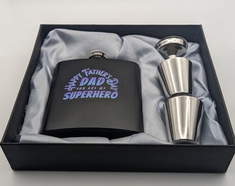 UV Printed Custom Personalized Flask and Box, Flask Personalized Gift For Groomsmen, Fathers Day or Any Occasion