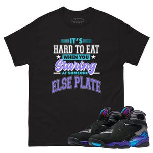 Jordan 8 aqua staring black tee