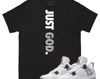 Maglietta nera Jordan 4 White Cement Just God