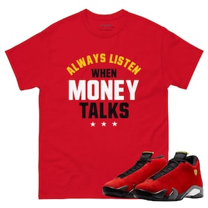Jordan 14 ferrari money talks red tee