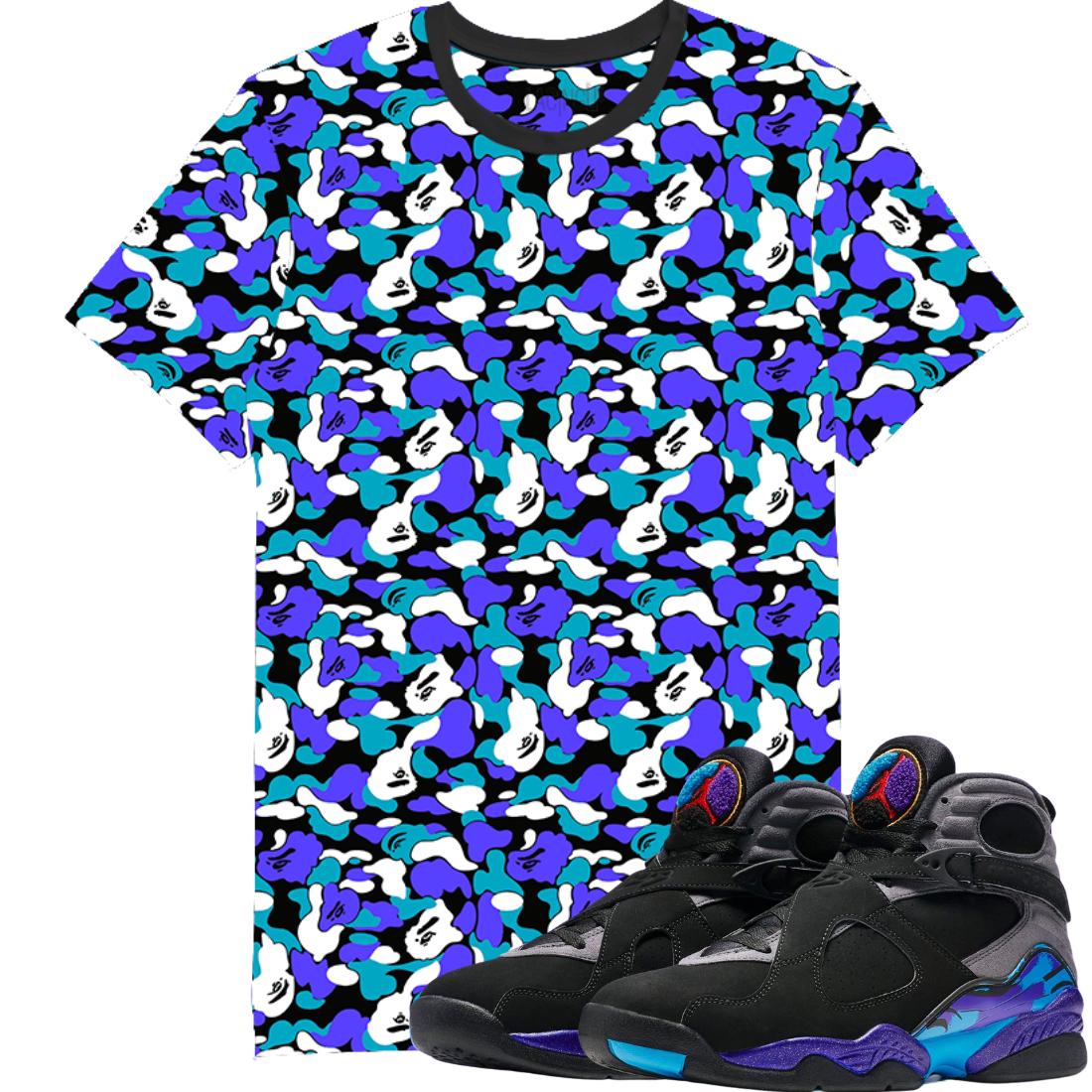 Jordan 8 aqua all over print t-shirt