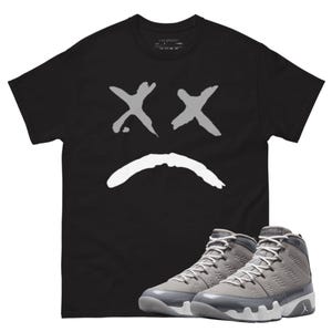 Jordan 9 Cool Grey sad face black t-shirt