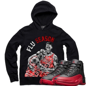 Jordan 12 Flu Game flu season black hoodie