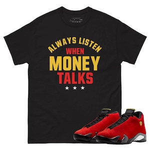 Jordan 14 Ferrari money talks black tee