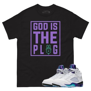 Jordan 5 Grape plug black t-shirt