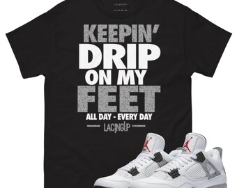 Jordan White Cement Drip Black Tee