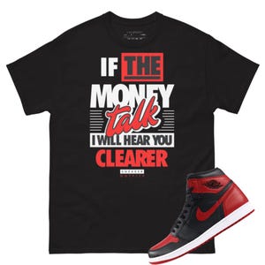 Camiseta negra Jordan 1 Bred Money Talk