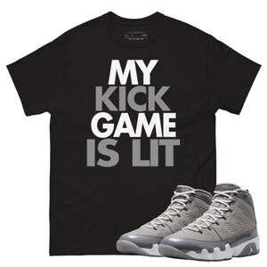 Jordan 9 Cool Grey Lit black t-shirt