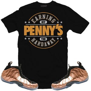 Nike foamposite copper earning pennys black tee