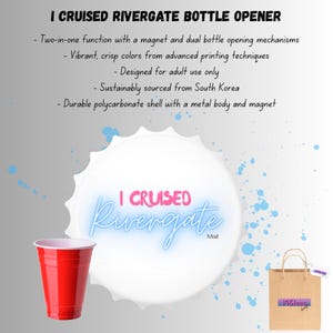I Cruised Rivergate Neon Sign Bottle Opener, Cool Kitchen Accessory, Perfect Party Gift, Barware, Cruising, Fun Home Decor