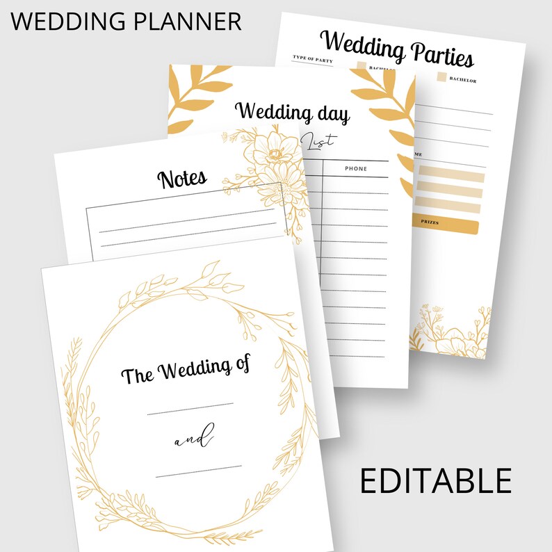 Editable Wedding Planner Printable Printable Wedding Planner Etsy
