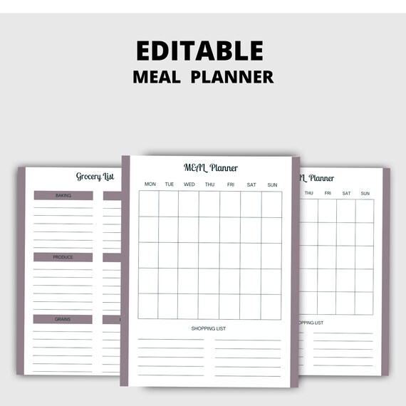 Meal Planner PDF Printable Immediately Available Daily - Etsy