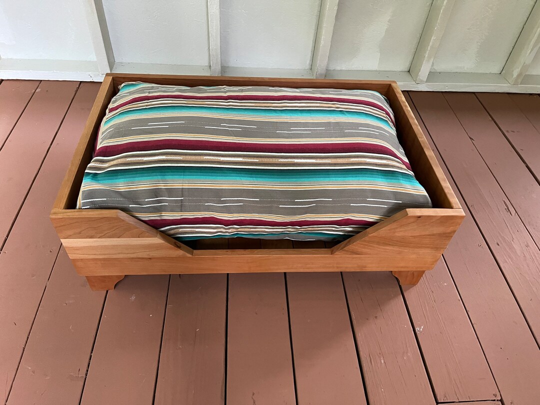 Hardwood Dog Bed With Cushion Medium Cherry Etsy