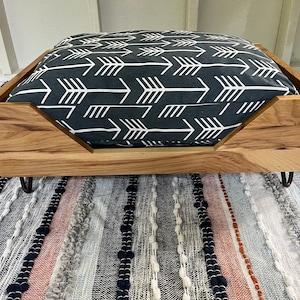 Hardwood Pet Bed with Cushion- Small- Hickory