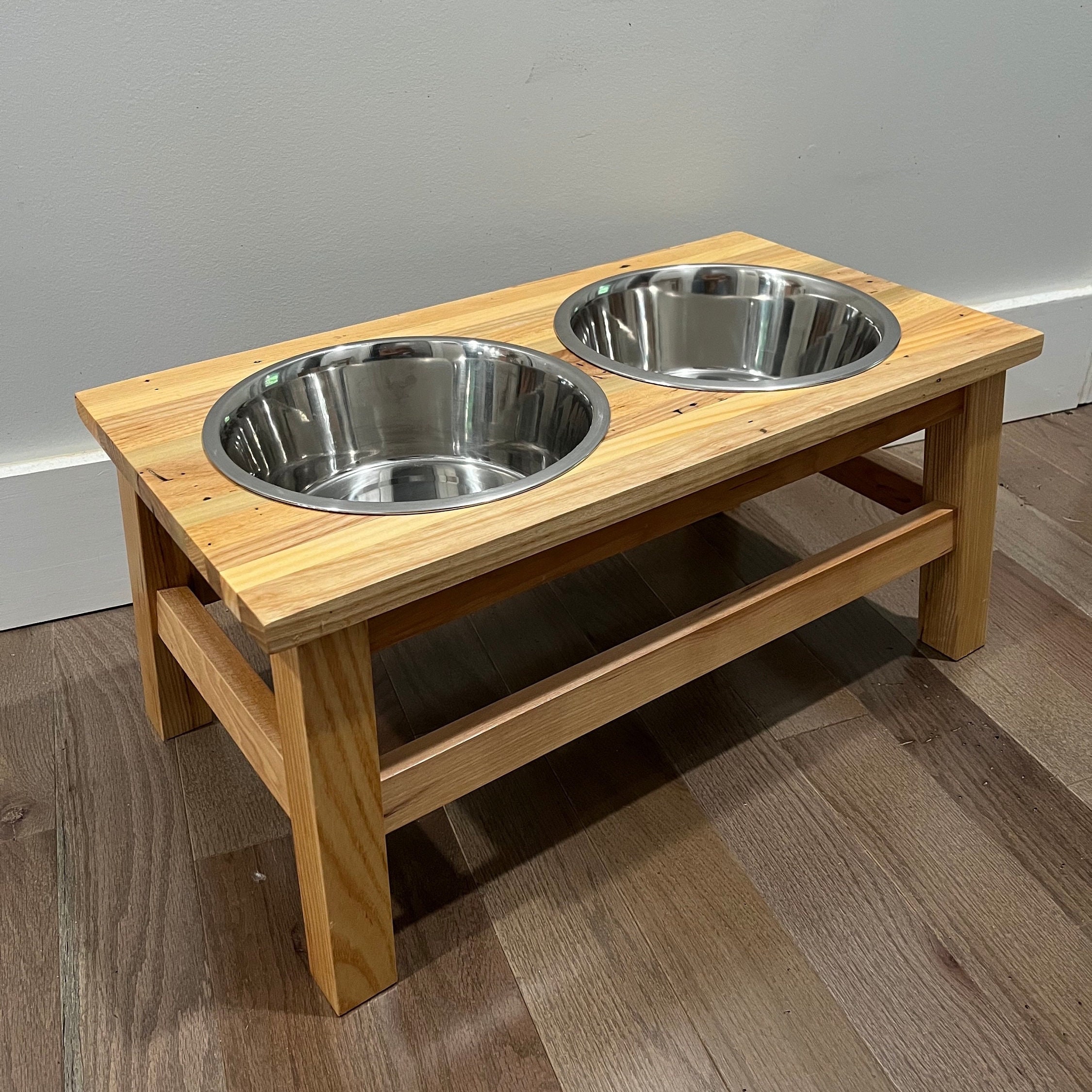 Handcrafted for Pets ELEVATED DOG FEEDER - Unfinished Pine Wood Food &  Water Station – Saving Shepherd