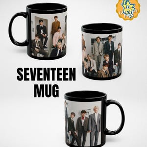 Tazza Kpop SEVENTEEN, Carat Merchandise, Tazza in ceramica da 11 oz e 15 oz, Regalo per fan del Kpop, Tazza da caffè, Coups Jeonghan Hoshi Wonwoo Woozi DK Mingyu