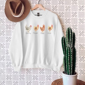 Personalized Chicken Sweatshirt, Farmhouse Sweatshirt, Chicken Lover Sweatshirt, Cottagcore Sweater, Farmcore Aesthetic, Mori Kei