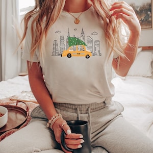 New York Weihnachtst-shirt, New York City Taxi T-shirt, geheimes Weihnachtsgeschenk für Jugendliche, Taxi Cab, Weihnachtsurlaub Tshirt, Stocking Stuffer