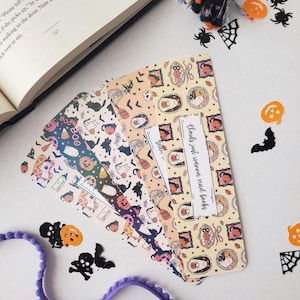 Aangepaste holografische, leuke en gezellige Halloween-spookbladwijzer, leesgrage cadeau, pastelkleurige Halloween-bladwijzers, bladwijzerset