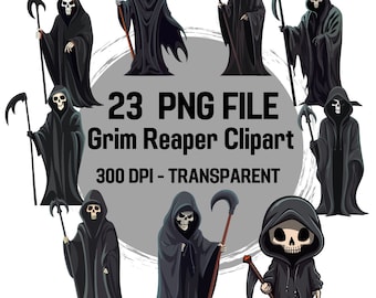 Grim Reaper Clip Art: Fantasy PNG Bundle (Commercial Use, Digital Download)