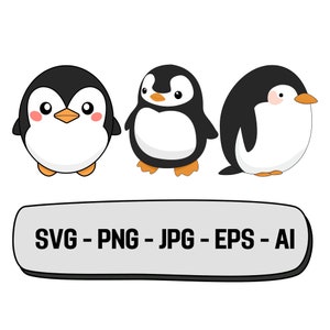 Cute Penguin Clip Art, Christmas animals, High Quality Vectors - Instant Download - Design Elements - PNG, JPG, SVG and Vector Files