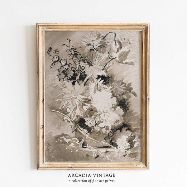 Flower Sketch Wall Art Etsy