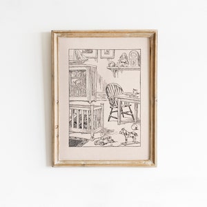Illustration vintage de jouets classiques pour enfants, impression d'art de salle de jeux, décoration de chambre d'enfant noir et blanc | IMPRIMABLE NUMÉRIQUE